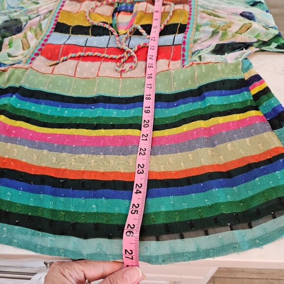 Bl^nk Elouera Peasant Blouse X-Small Oversuzed Stripe Embroidered Boho - Picture 11 of 12